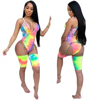 

women fashion sexy color tie dye printed one piece swimsuit WA8804