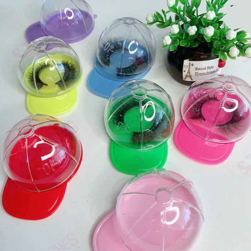 

Hat Shape Plastic Acrylic Eyelash Case NO MOQ For Small Business Owner 3D Mink Furniture Lashes 10DM 3DLM 3DVM HAE