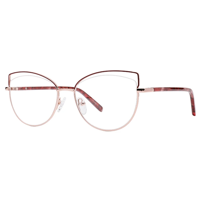 

2021 New Fashion Design Cat Eye Mental Frames Optical Glasses for Women, Picture shows or customized