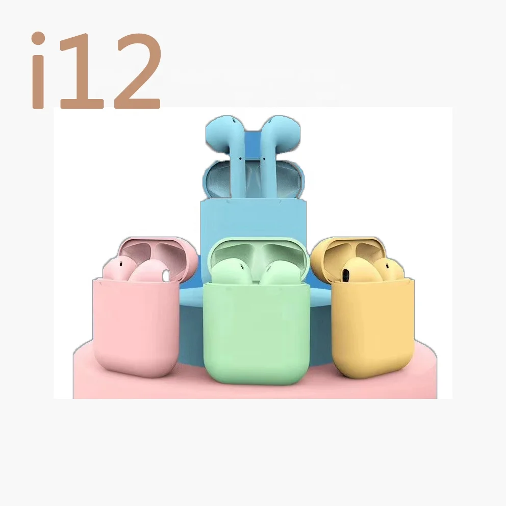 

High Quality i12 Pink Color Stylish Headphones TWS Earphone Wireless Bluetooths Macaroon Earphones