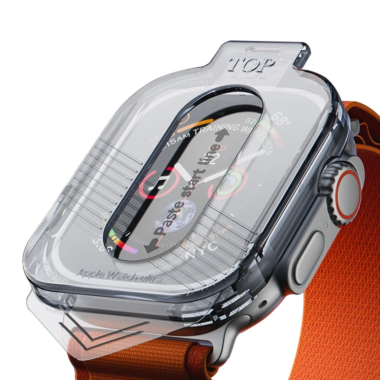 9H High Clear Easy Install Applicator Tool Kit  Glass Smart Watch Screen Protector for Apple Watch Ultra 49mm
