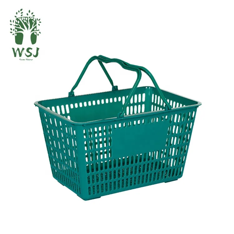 New style durable supermarket plastic grocery goods food storage 30L hand carry shopping basket for sale