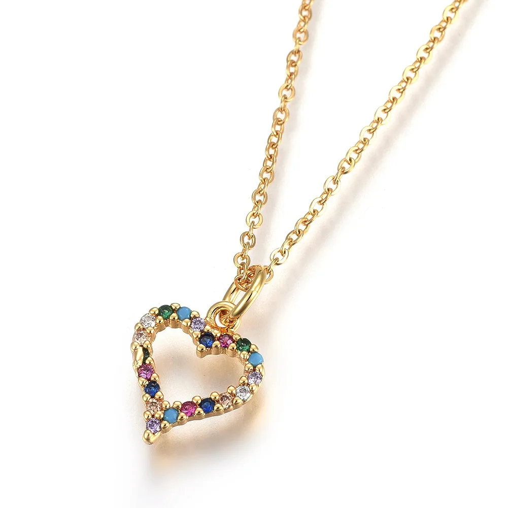 

Pandahall Golden 304 Stainless Steel Heart Pendant Necklaces, Gold color