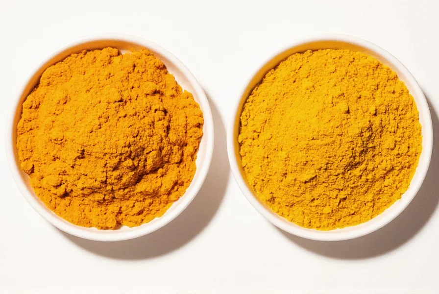 Turmeric root and powder comparison showing whole spice versus processed form