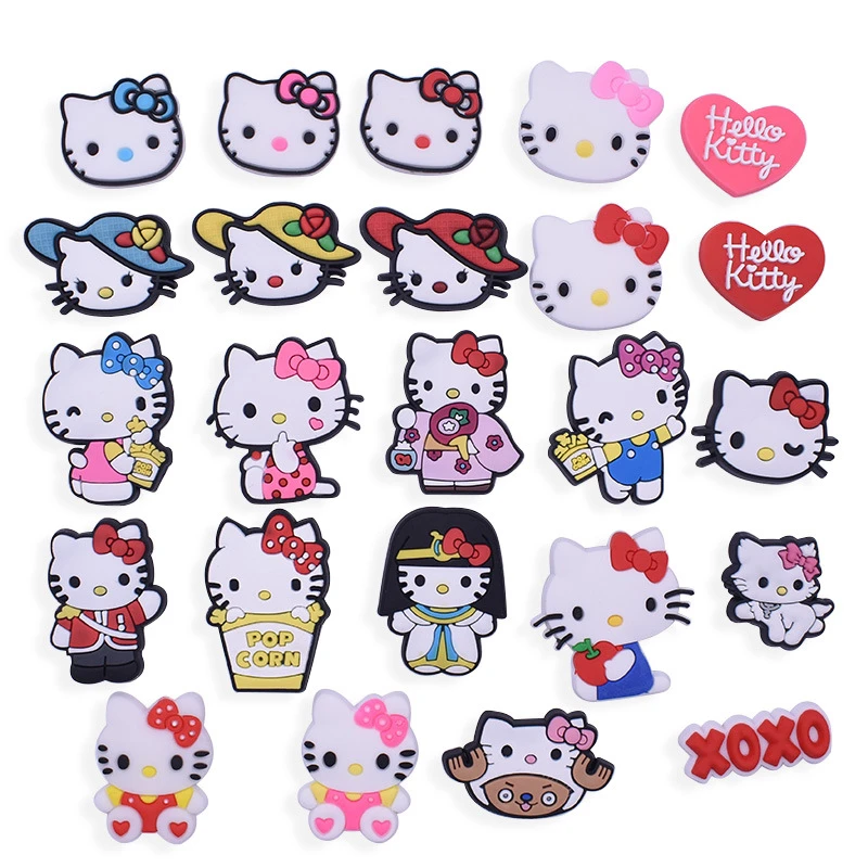 

2022 New Arrival Designer Soft Rubber Cartoon Kitty Cat Croc charms Decoration for Kids Croc Shoe Charm Gifts Wholesale