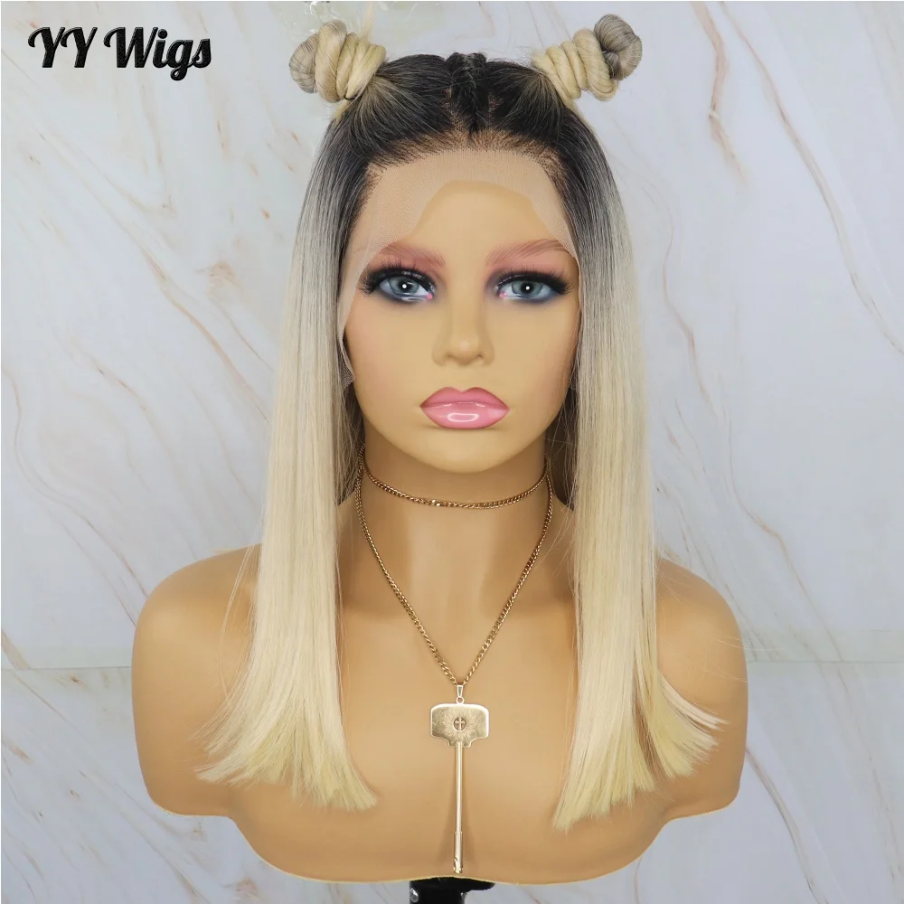 

Straight Short Bob Wigs Futura Hair 13x4 Synthetic Lace Front Wigs For Black Women Ombre Blonde Lace Front Wigs Middle Part