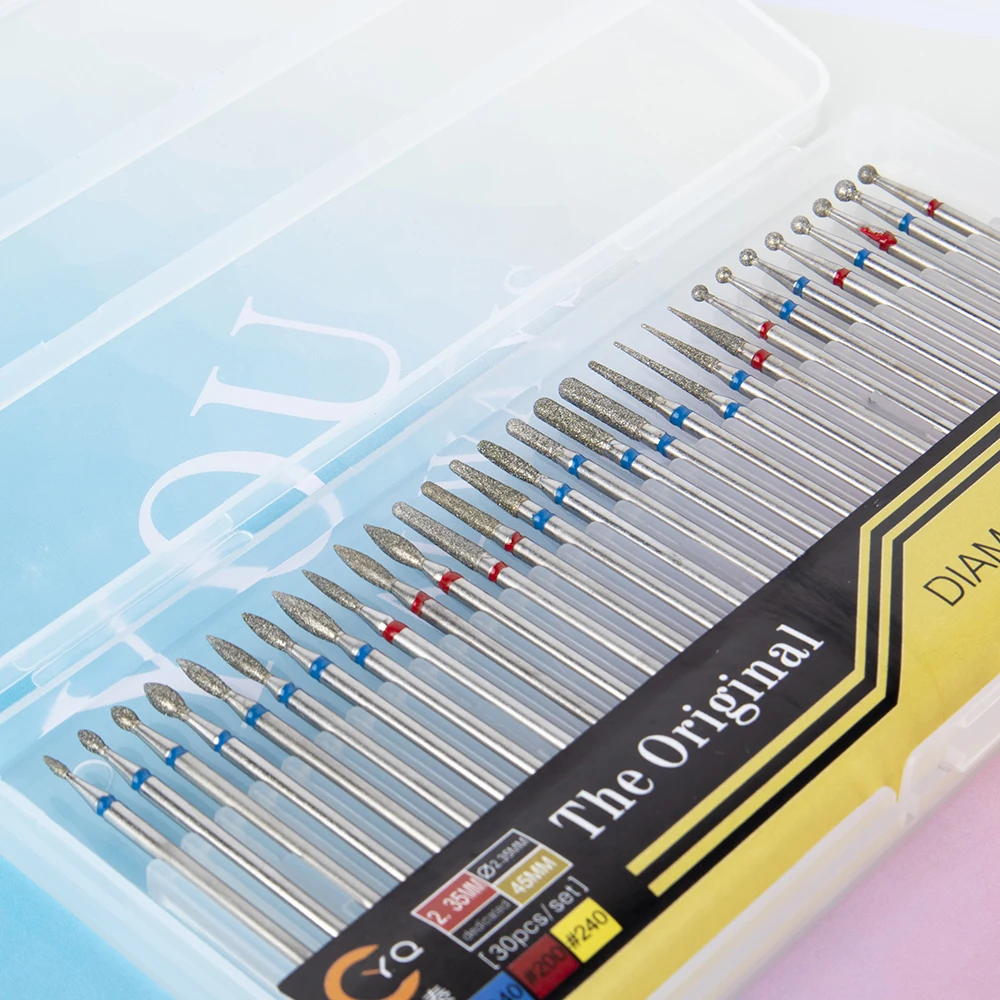 

Bits 1.6mm Nail 30 Piece Diamond Tip Carving Burr Drill Bit Set, Rainbow