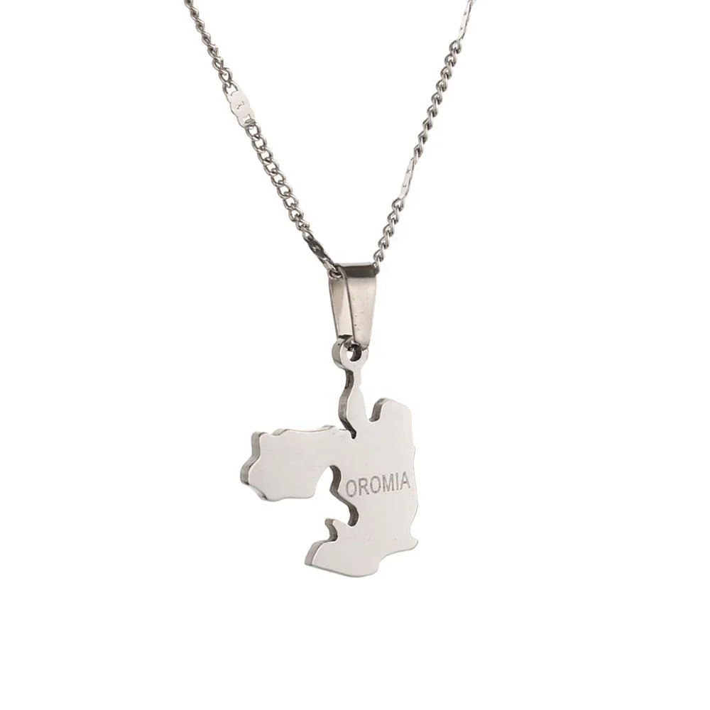 

Stainless Steel Ethiopia Oromia Map Pendant Necklaces Oromo Charm Jewelry Gifts