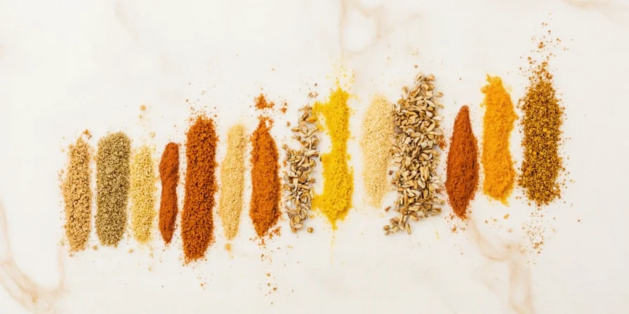 Marinade preparation with various spices laid out