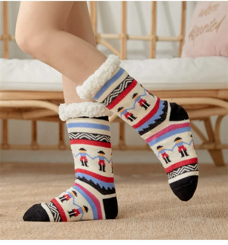 

Womens Slipper Warm Fleece Lined Non-slip Floor Socks Thickening Winter Gift fuzzy sherpa Slipper Socks, Custom color thick fleece interior for maximum warmth and comfort