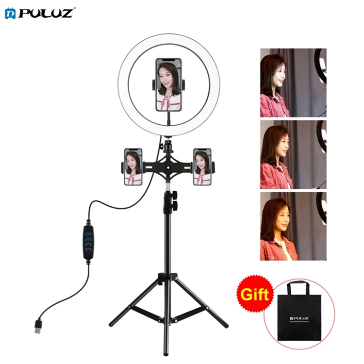 

Original PULUZ 11.8 inch Ring Light With Tripod Dual Phone Bracket LED Ring Vlogging Video Light Live Broadcast Kits