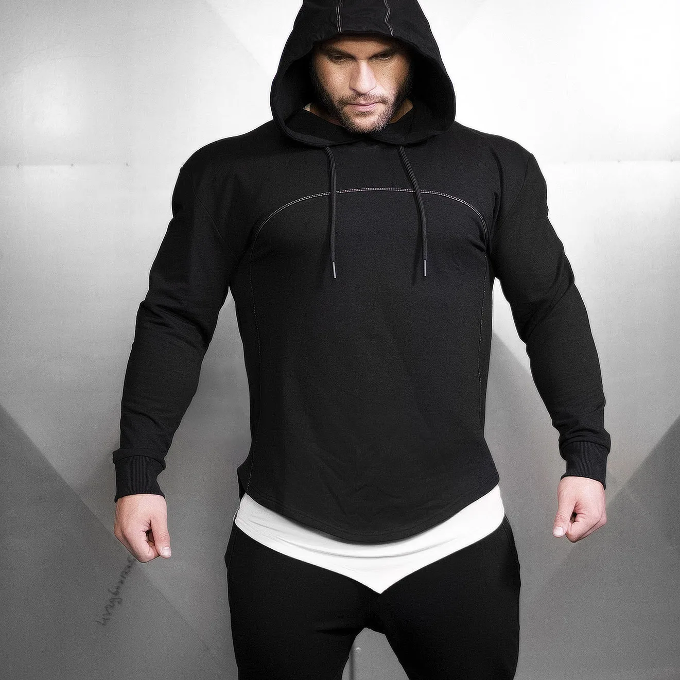 Men Custom Two Tone Long Sleeve Printed Sport Fitness Hoodies ...