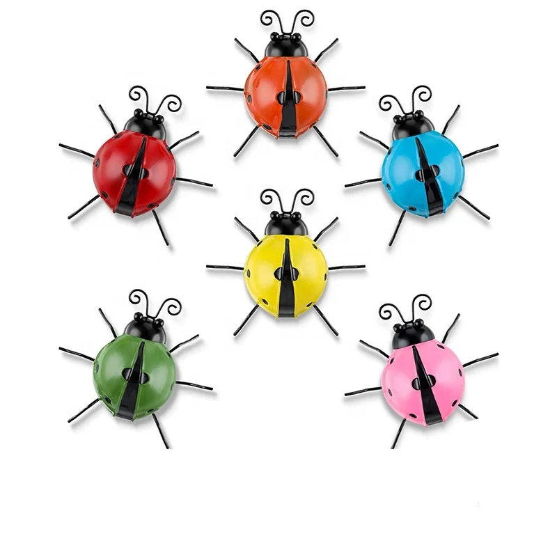 

Time Slow 6 Pieces Metal Garden Wall Decoration for Indoor Outdoor Home Garden Ornament Cute Ladybug Wall Sculptures