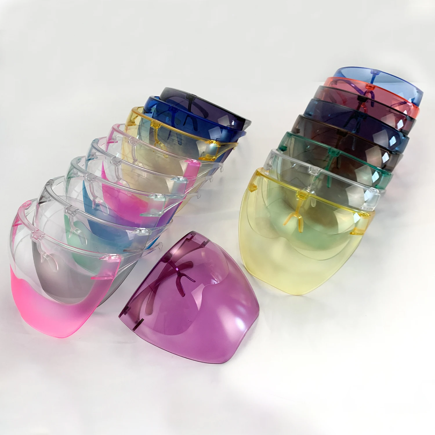 

2021 in bulk fashion muti color anti fog maskface glasses face shield visor sunglasses