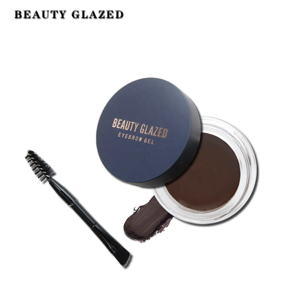 

2021 Hot selling custom logo waterproof dark medium brown eye brow gel makeup private label eyebrow pomade with brush