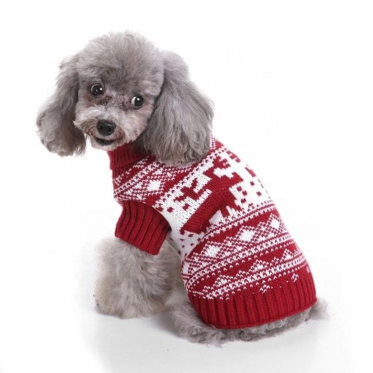 

Pet Christmas Knitted Turtleneck Fashion Pattern Sweater Cat Dog Clothes, Picture