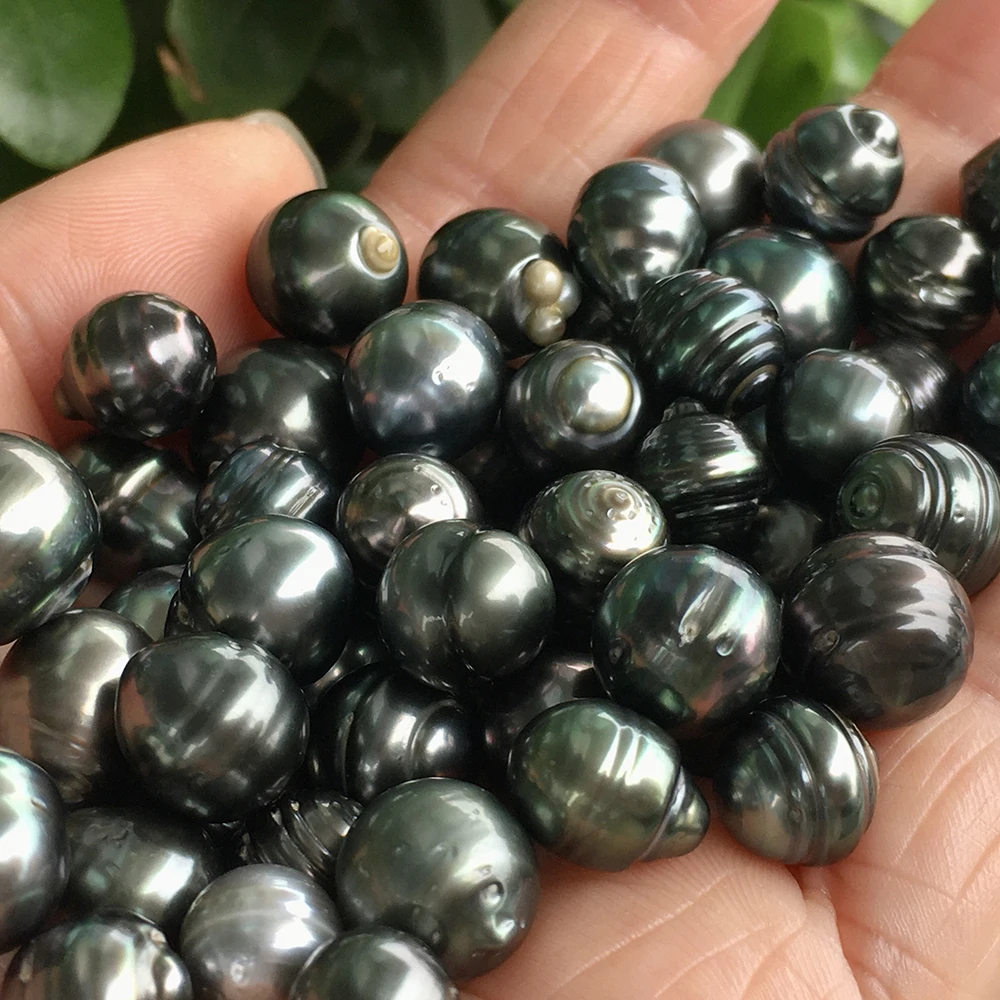 

wholesales DIY BEADS,8-13 mm good luster A baroque nature loose tahitian pearl with half,OR no hole,black color