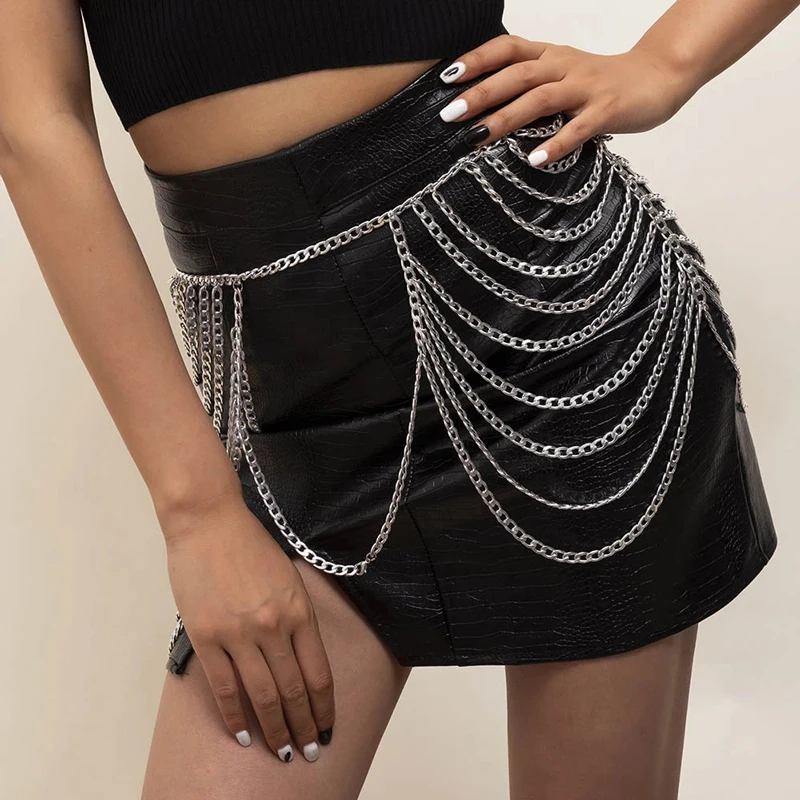 

Fashion Punk Style Long Tassel Long Belly Chain Women Vintage Style Waist Chain Body Chain, Silver,gold