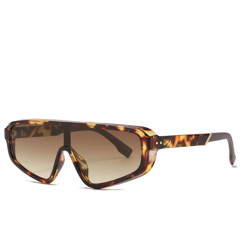

Lmamba Newest Personality One Piece Pilot Vintage Sunglasses Women Men Luxury Leopard Orange Tea Trendy Sunglasses UV400