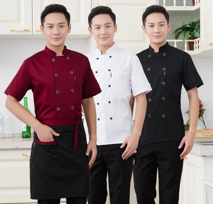 

HIgh quality Half Sleeve Poly Cotton Fabric Kitchen Chef Coat Italian Chef Uniform