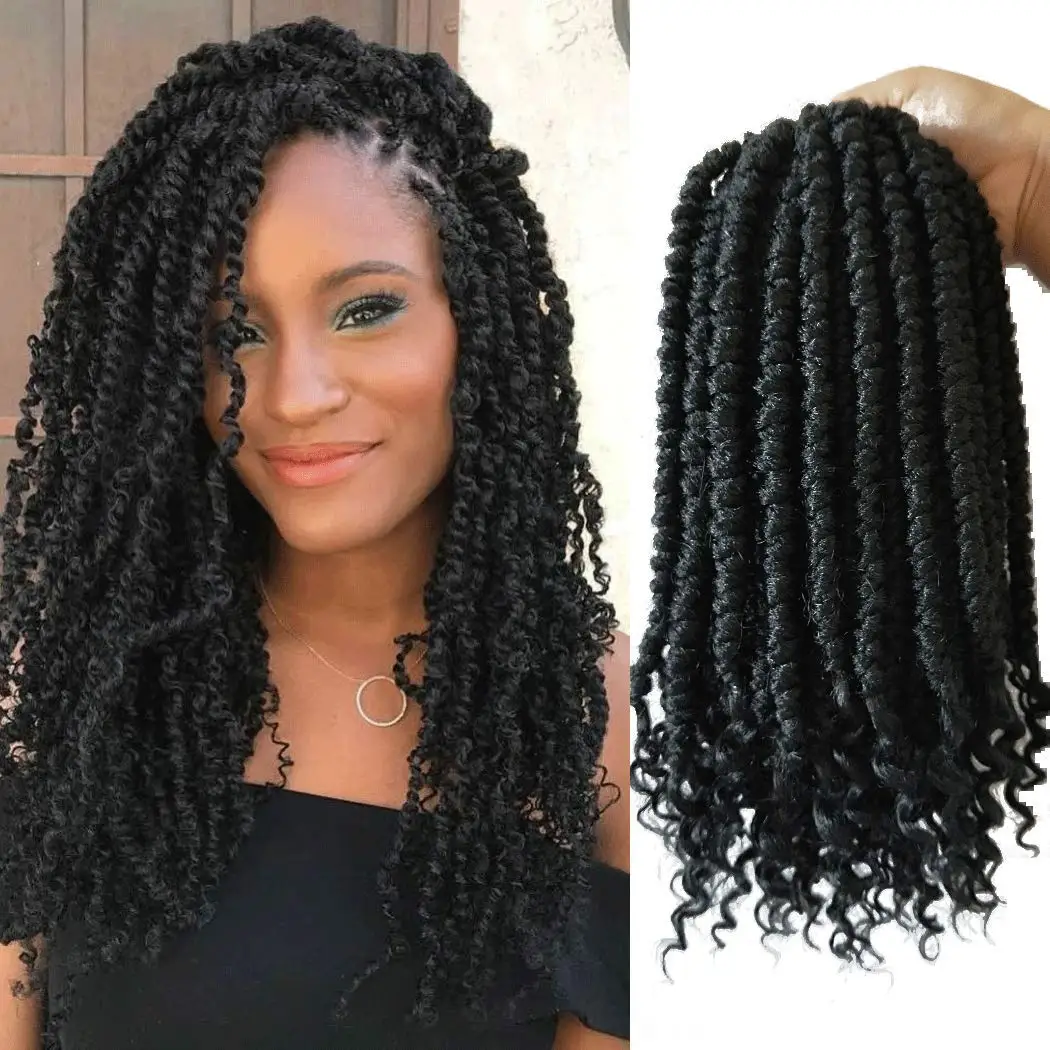

Bomb Twist Crochet Hair 14 Inch Spring Twist Crochet Braids 18 Roots Pre-looped Passion Twist Synthetic Braiding Hair Curly Ends