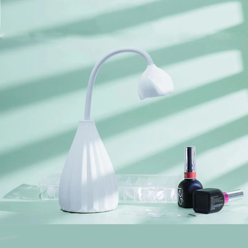 

New Design lotus Cordless Led Nails Lamp 6 LEDs Dryer Flexible Mobile Portable Rechargeable 12W mini uv nail lamp, White