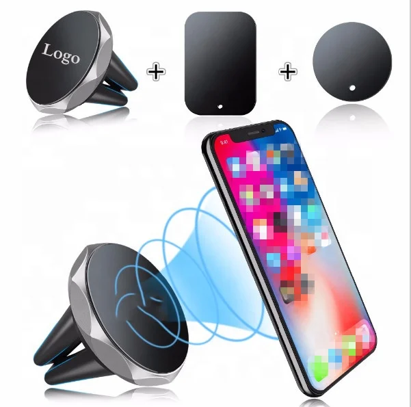 

New 2019 trending product silicone 360 degree MIni car Magnetic Air Vent Mount magnet Mobile phone Stand holder, Silver,gold,pink,black ,red ,blue