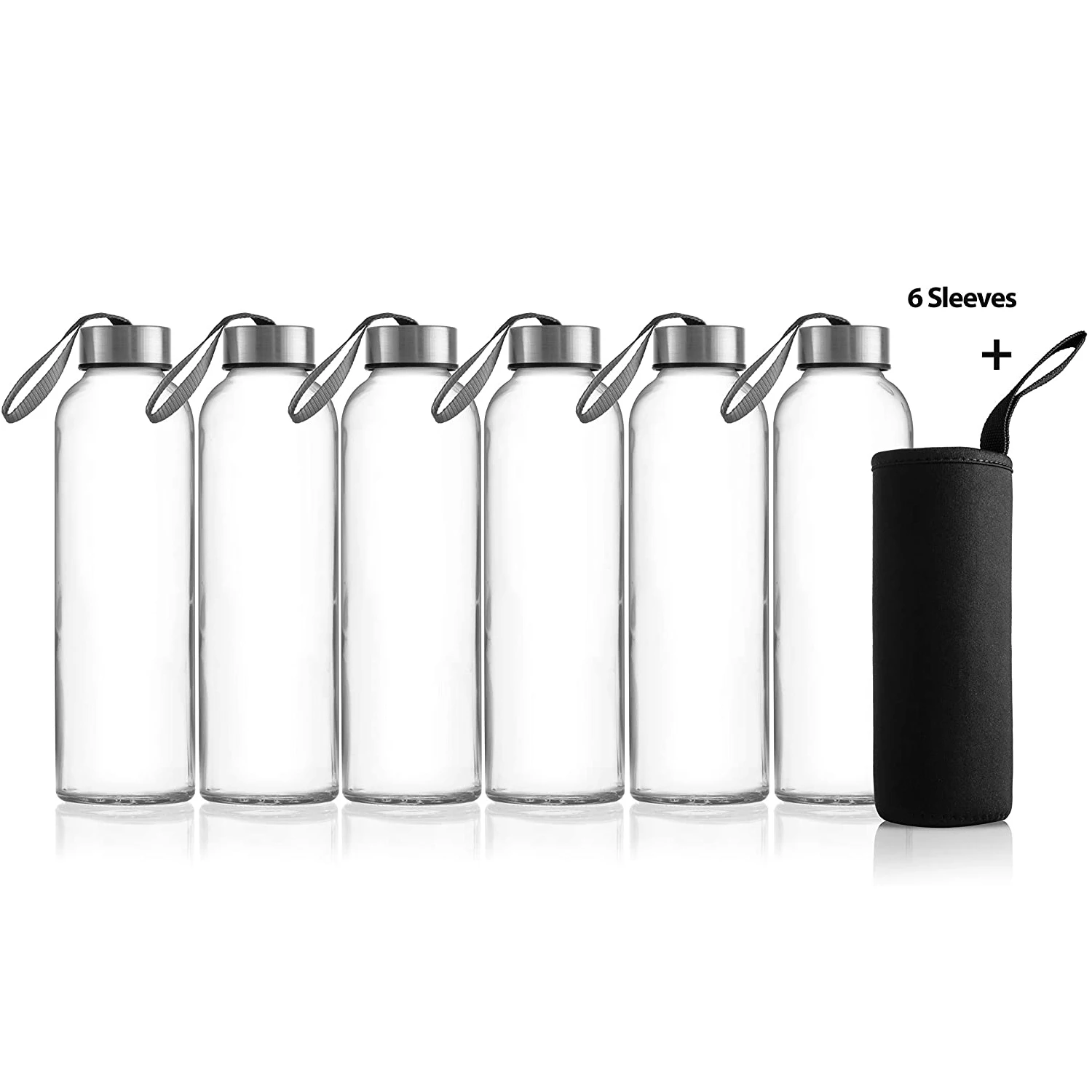 

Wholesale unbreakable 500ml transparent clear silicone sleeve borosilicate glass jars water bottles, Silver , red, green, black etc