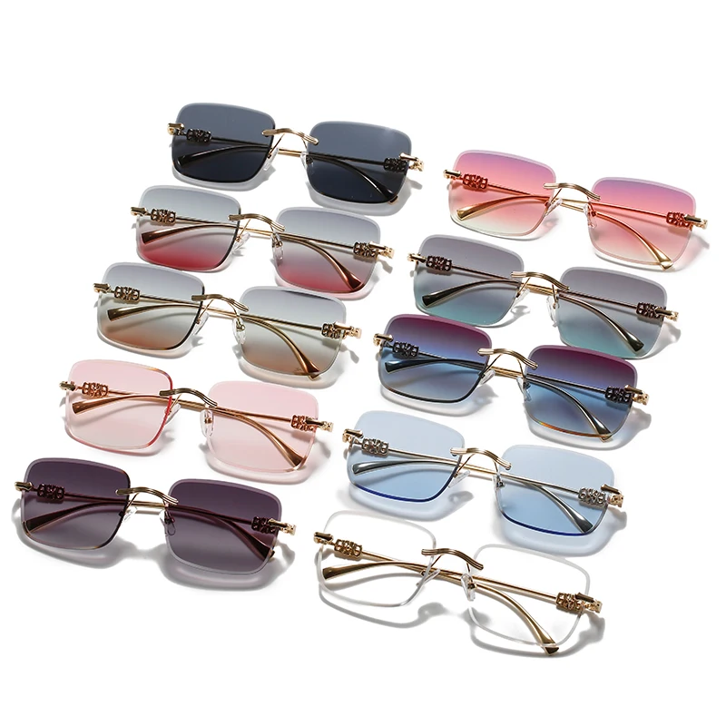 

2022 New Arrivals Square Rimless Men shades luxury fashion metal women sunglasses ocean gradient glasses eyewear sunglasses