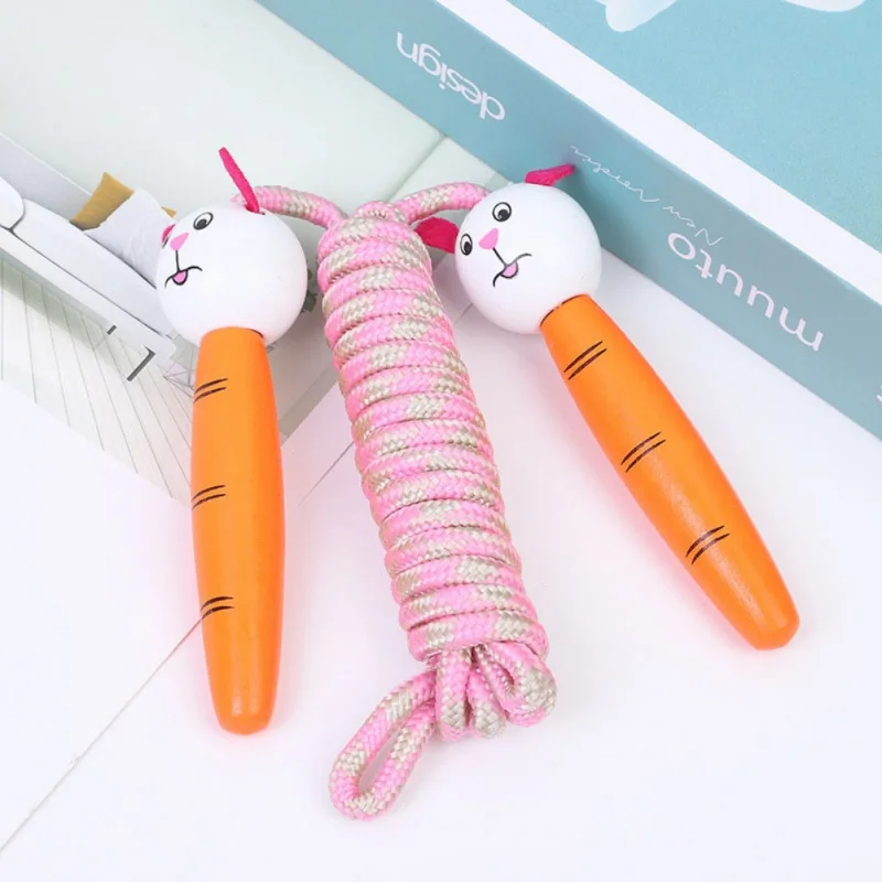 

Children Lovely Cartoon Style Durable Wooden Handle Skipping Practical Students Exercise Sports Fitness Jump Rope