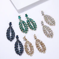 

JINYOU Brand Exquisite Leaf Crystal Zinc Alloy Dangle Earrings Wedding Party Bling Charm Drop Earrings for Women Girls Gift