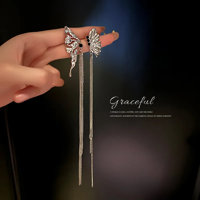 

wholesale earrings charms long tassle butterfly earrings