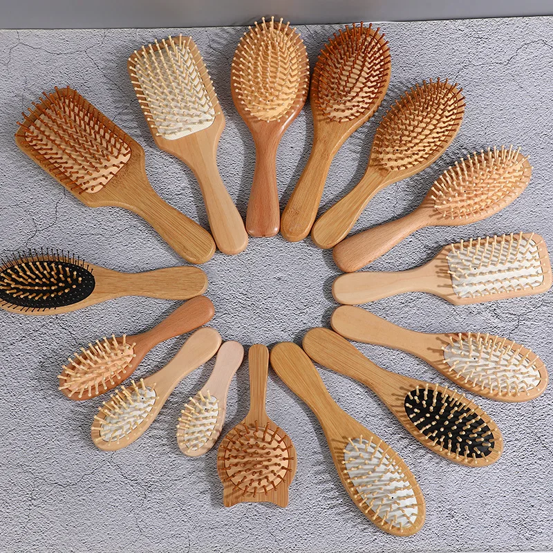 

Natural Wood Handle Detangler Scalp Massage Combing Hair Styling Hair Brush Comb Your Brand For Wholesale