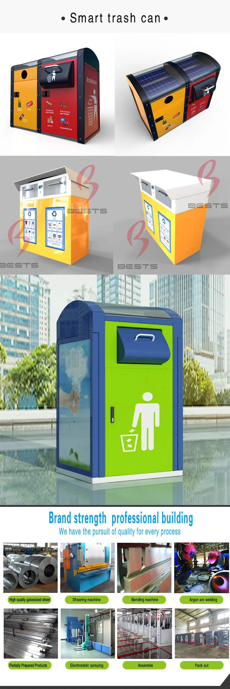 Modern Life Sensor Galvanized Steel Smart Trash Bin Smart Recycle Bin ...