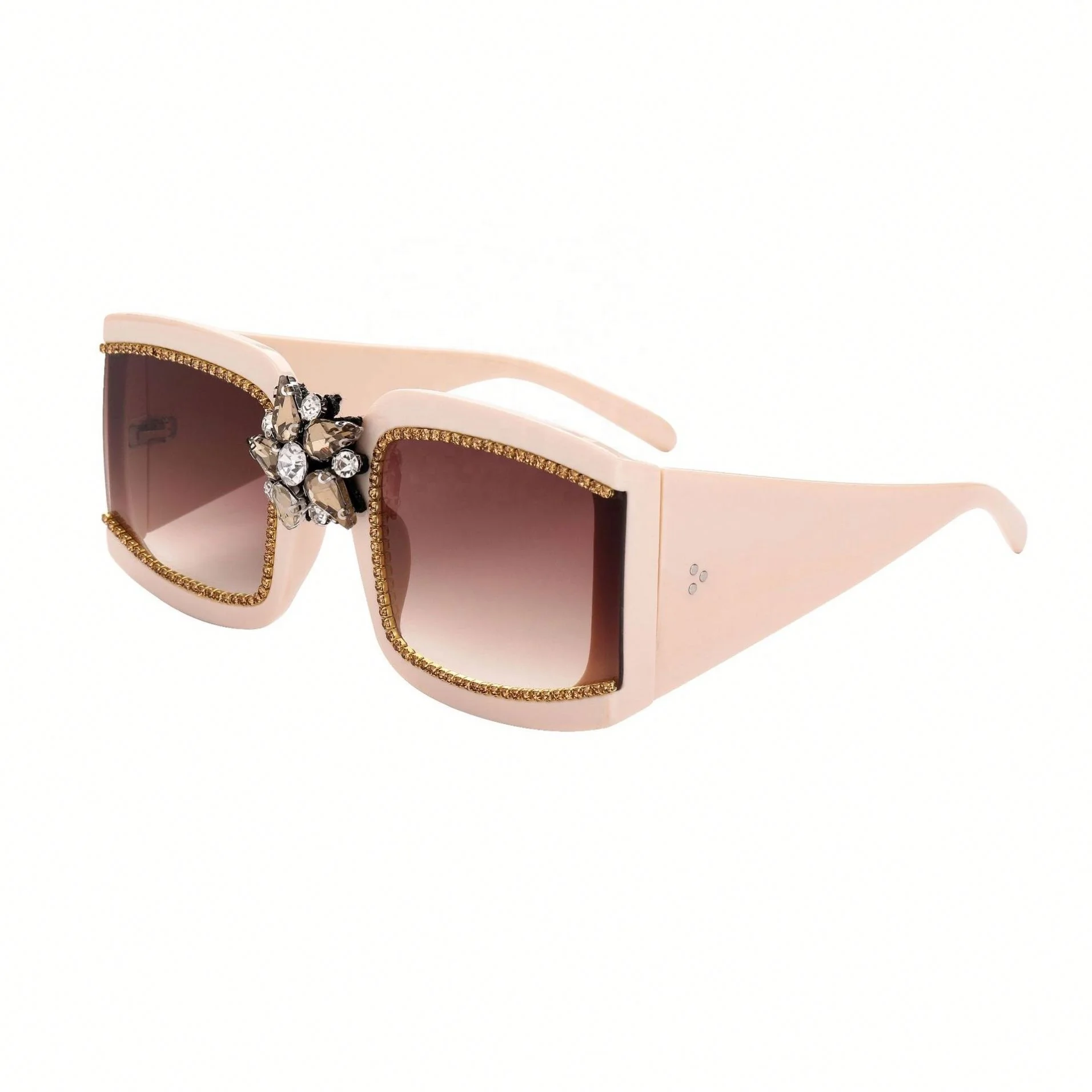 

Wholesale Square Elegant Flower Rhinestones Summer Party Women Large Frame Ladies Sunglass Crystal Summer Sunglasses, Colors