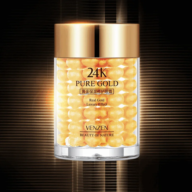 

2021 Hot Selling Dark Circle Removal Pure Golden Foil Active Collagen Anti-Wrinkle Nourishing Eye Essence 24K Golden Eye Cream