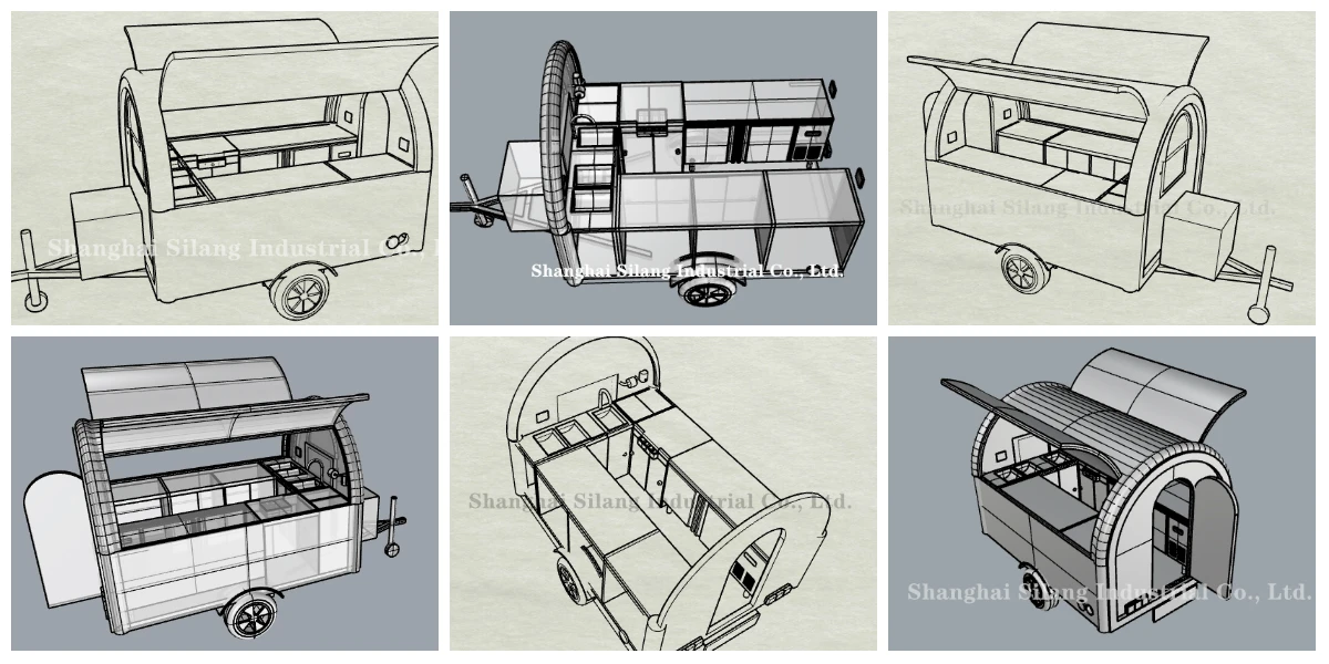 Custom Ice Cream Mobile Cart Coffee Caravan Mobile Kitchen Store Vending Trailer  Food truck manufacture