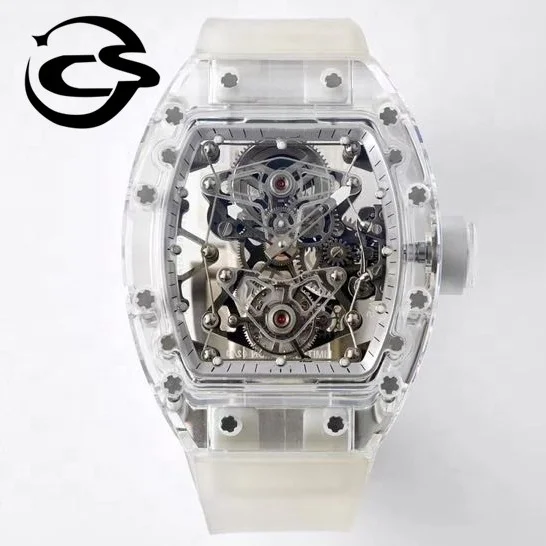 

Luxury Machinery Rollexables watch EUR factory RM056 Tourbillon movement Sapphire crystal case Snow glazed brand hollow watch