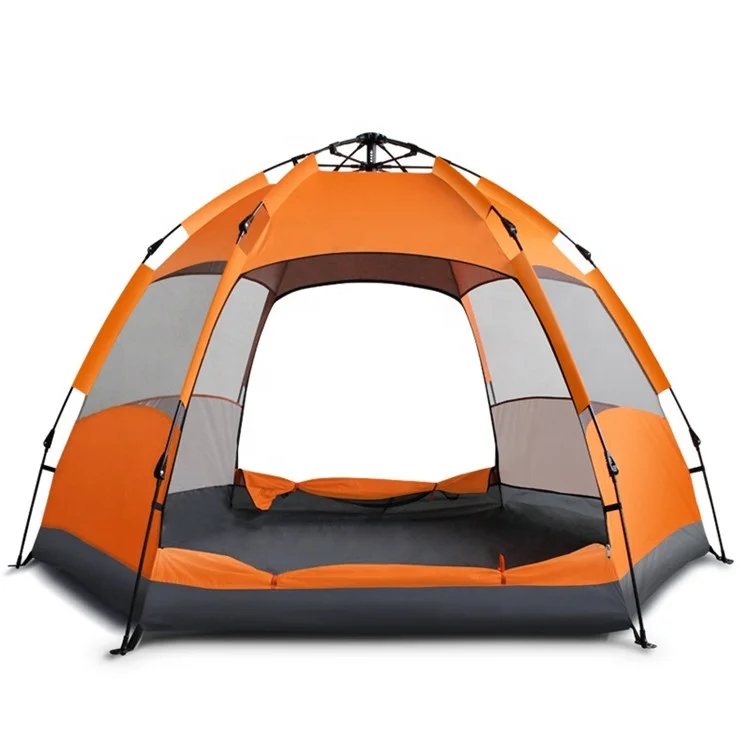 

Outdoor 6-8 person family style thick rainproof sun protection camping tent, Blue,orange