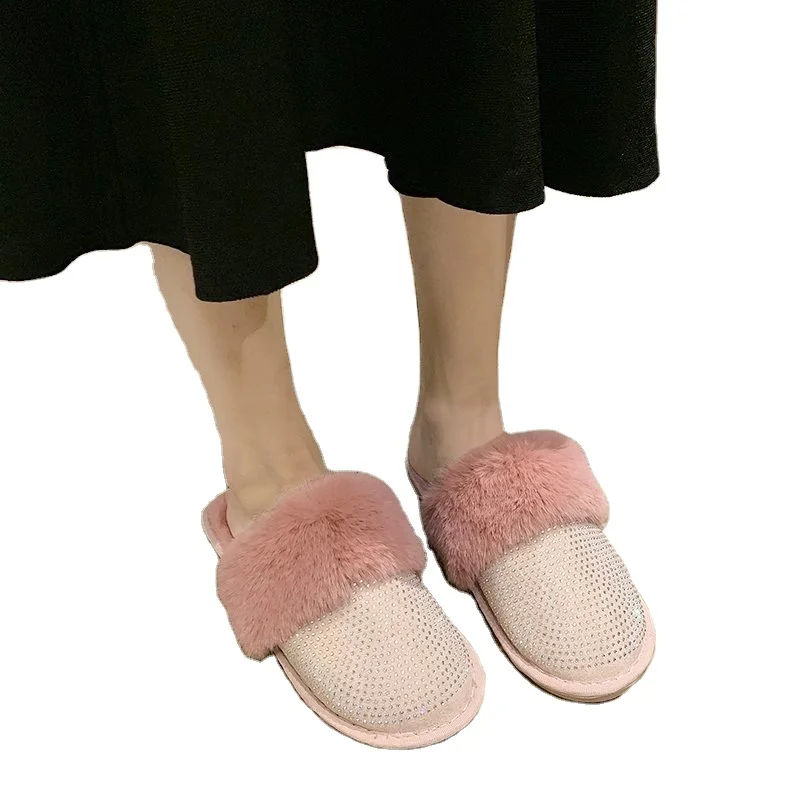 

2020 Autumn winter new Baotou warm - keeping indoor diamond slippersfor pregnant women, As shown in figure