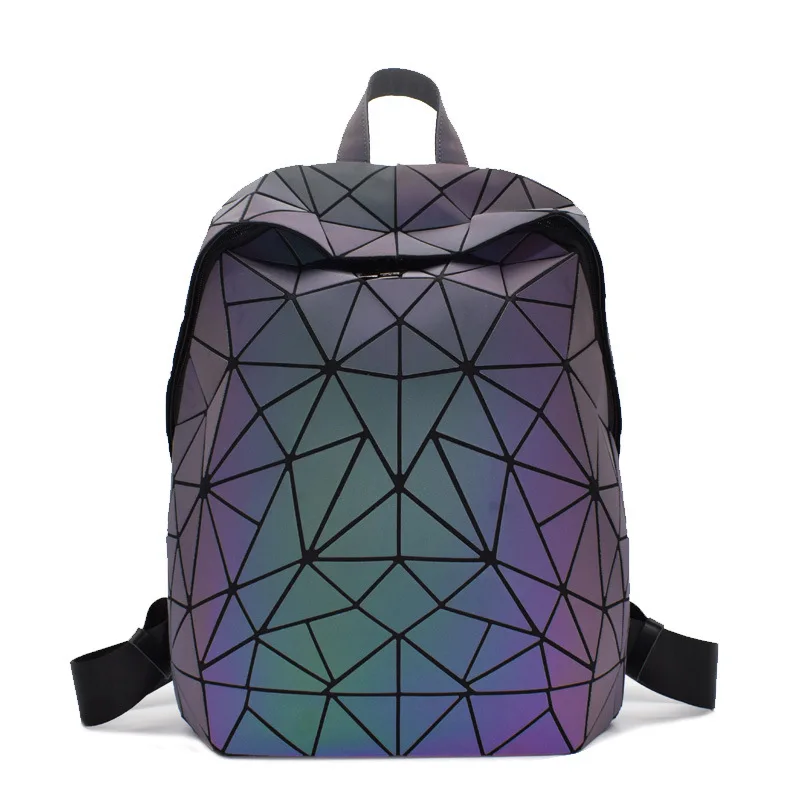 

Wholesale 2021 Matte Backpack Unisex Luminous Computer Bag Geometric Diamond Backpack, 5 colors