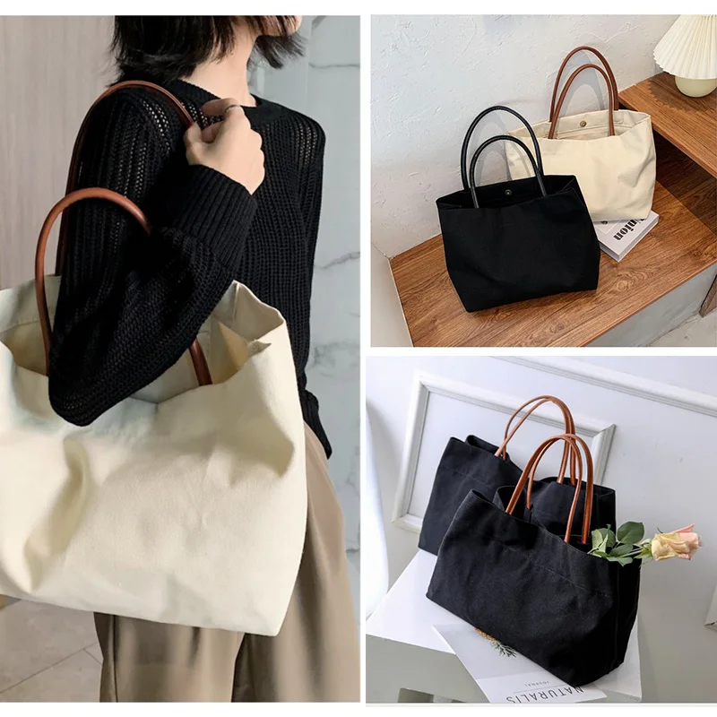 

Durable vintage women handbags canvas tote jute shopping bags, White