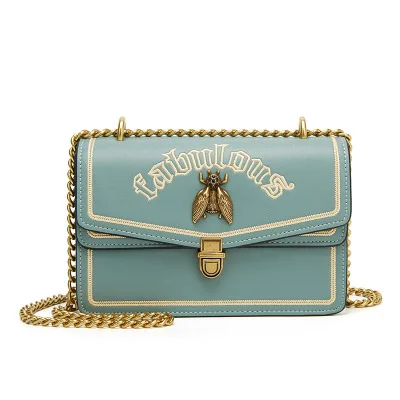 

Thailand Small Bee Embroidery Female Women Ladies PU Leather Cross Bag Shoulder Pouch White Black Blue Zipped Small Purses Bag, Black, white, green