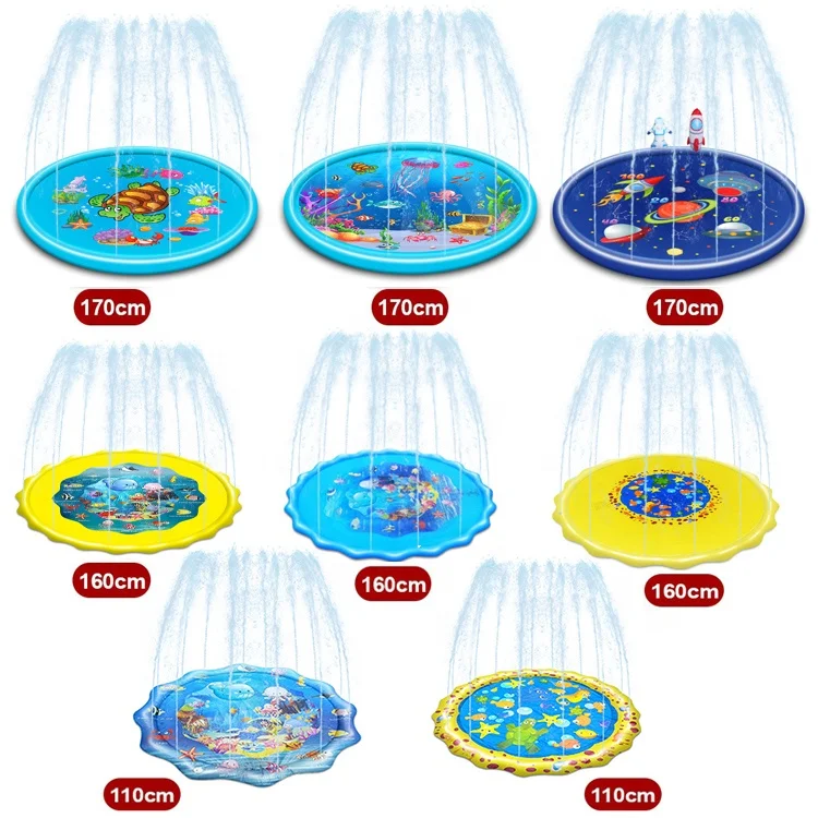

Amazon Hot sell 170CM Summer Outdoor Toy Water Spray Mat PVC Environmental Protection Splash Mat Children Outdoor kids sprinkler, Stock or customized color