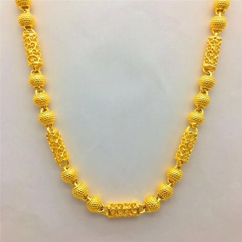 

Thailand Gold Series Men's Auspicious Cloud Faucet Pineapple Beads Necklace Fashion Brass Plated Jewelry