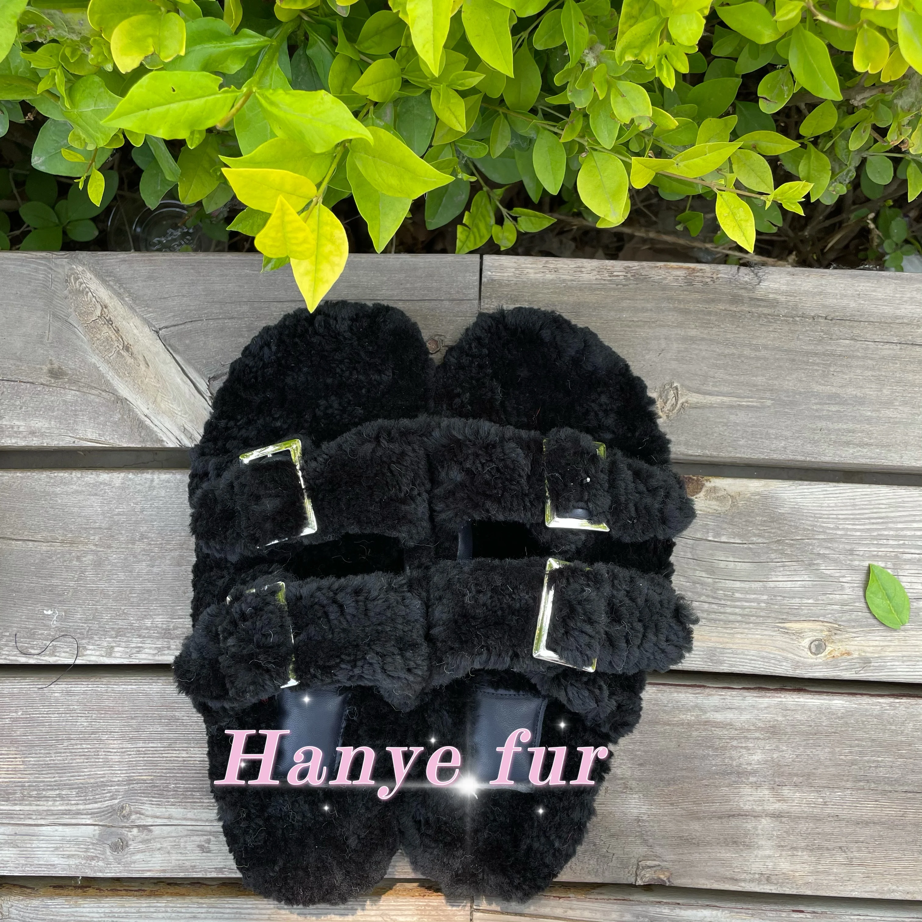 

High Quality Ladies Winter Warm Home Slippers Designers Sheepskin Double Strap Fur Slides Shoes - Buy Open Toe Soft Fur Slide,Wo, Customized color