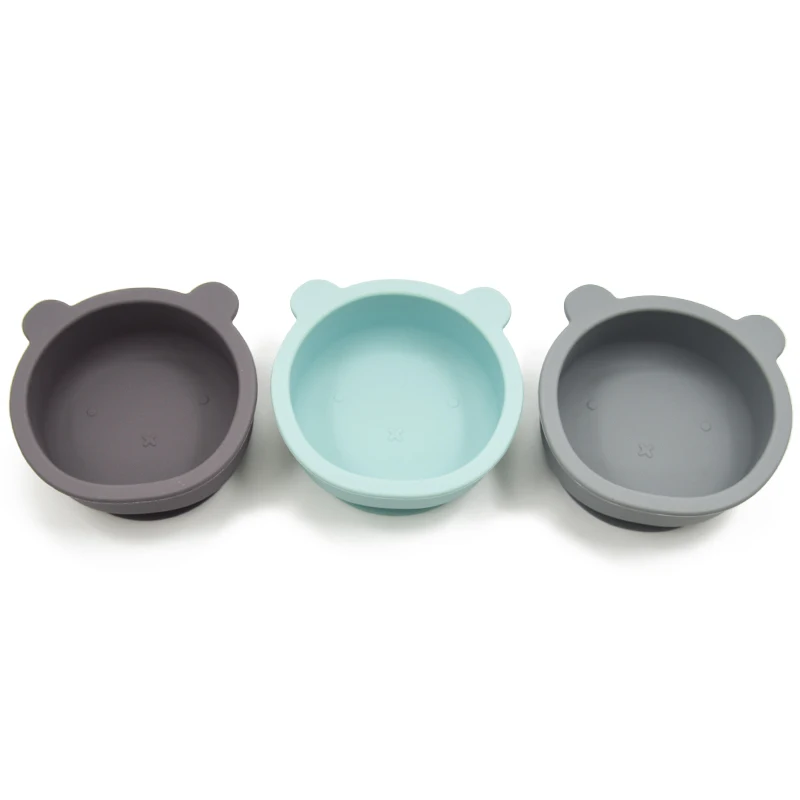 

New Arrival Bear Shape Eco-friendly Suction Base Silicone Baby Bowl