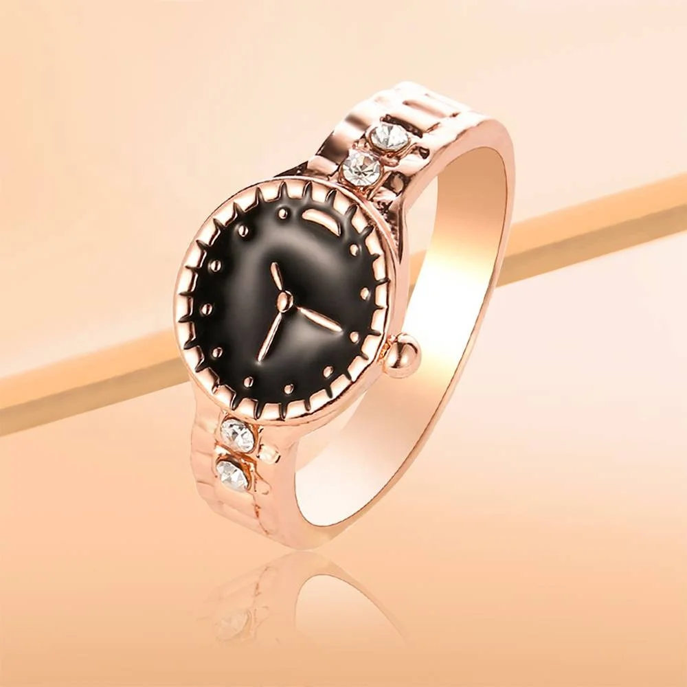 

Rose Gold Plated Rhinestone Crystal Alloy Rings Finger Relojes Anillos Fashion Women's Ring Watch