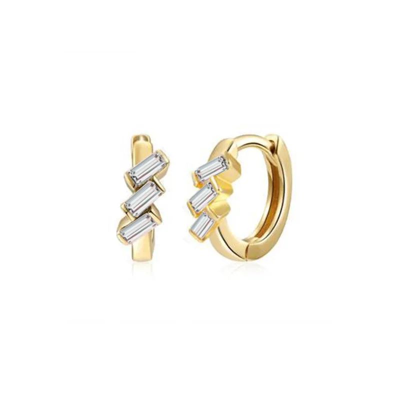 

QIANZUYIN Wholesale 925 Silver 18k Gold Hoop Geometric Earrings Lightning Bolt Earrings For Women Girl