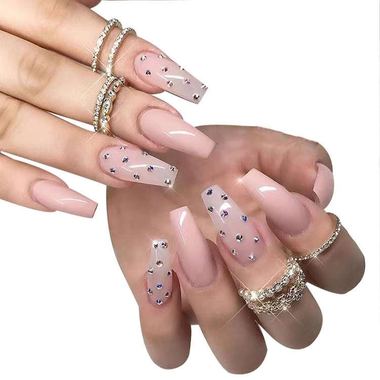 

New arrival faux nails custom private label press on nail kits reusable matte stick on nails, Multi color